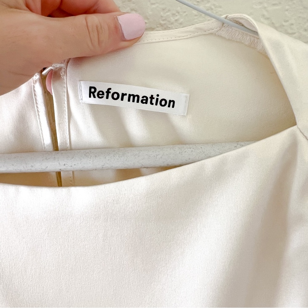 Reformation Rudi Silk Mini Dress Ivory 6 - Picture 5 of 8